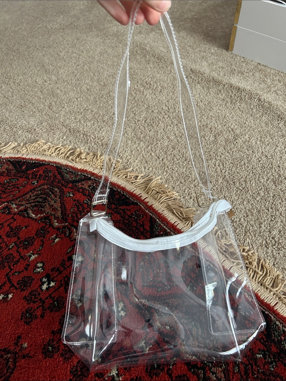 Clear PVC Crossbody Shoulder Bag with White Trim